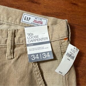 NWT GAP Men's Beige Corduroy Carpenter Pants Sz 34x34